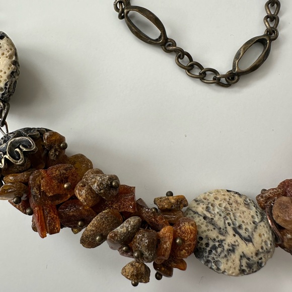 Georguose versatile sweater necklace w. Real Amber Stones - Picture 6 of 9